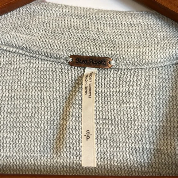 Free People Highway Slub Knit Vest Size S Light Gray Longline Zip Front - Picture 7 of 10